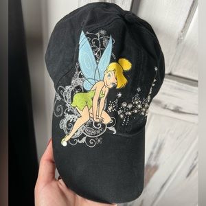 VTG TINKERBELL DISNEY WORLD HAT BASEBALL CAP ADULT WDW TINK EMBELLISHED BLACK